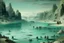 Placeholder: A mint colored giant frozen lake painted by Leonardo da Vinci