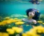 Placeholder: Anime girl underwater with yellow flowers for hair, closed eyes, rtx, reflection, 8k, glow, winning photography, caustics