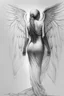 Placeholder: full body woman angel from back wings coming from her back wearing tunic ultra realistic sketch