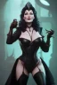 Placeholder: Ava Gardner as evil queen in black leather, busty, cleavage, curvy, angry, stern look. character design by cory loftis, fenghua zhong, ryohei hase, ismail inceoglu and ruan jia. unreal engine 5, artistic lighting, highly detailed, photorealistic, fantasy