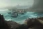 Placeholder: a coastal city perched on a cliff overlooking a magnificent bay, it has a long white stone pier with cargo ships, fantasy digital painting by greg rutkowski, fantasy, digital painting, greg rutkowski, fantasy artwork