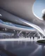 Placeholder: Zaha Hadid style international airport, outside view, unreal engine 5, concept art, art station, ray tracing, RTX, ultra detail, volumetric lighting, 3d