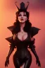 Placeholder: Joan Collins as evil queen in black leather, leather, busty, cleavage, angry, stern look. character design by cory loftis, fenghua zhong, ryohei hase, ismail inceoglu and ruan jia. unreal engine 5, artistic lighting, highly detailed, photorealistic, fantasy