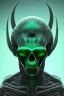 Placeholder: green alien, head, evil, black eyes, weapons, blood, 8k, finely detailed, photo realistic, HR Giger style turquoise skull head red Mohak alien moon