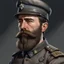 Placeholder: German ww2 young bearded tank commander in grey uniform realistic digital art