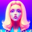 Placeholder: blonde busty woman, purpurin, minimal latex dress, oversize velvet coat, gradient color, BLUE, PINK, CYAN, neon, insanely detailed, 16k resolution, perfect eyes, cinematic smooth, intricate detail