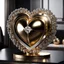 Placeholder: A magnificent golden and silver heart-shaped sign adorned with a stunning golden sphere encrusted with sparkling diamond clusters at its center, elegantly spinning in position.