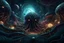 Placeholder: View into an event horizon in space with many enormous strange tentacled whale-like creatures with many huge faceted eyes and mouths, flying around, detailed matte painting, deep colour, fantastical, intricate detail, complementary colours, fantasy concept art, Unreal Engine 5