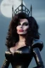 Placeholder: sophia loren as evil queen in black leather, angry, stern look, volumetric lighting, particales,highly detailed,cinematic, deep colours,8