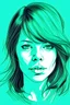 Placeholder: Neon Negative sketched girl face in a mint background