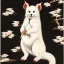 Placeholder: traditional Japanese art, eastern dragon, white fur, fullbody, dog face