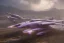 Placeholder: hovering pod-racer concept art, purple lightning, huge engines, fast paced, motion blur