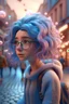 Placeholder: cute People looking for maps all over street from another universe, wearing glasses, magical and dreamy, cute, octane render, 8k, ornamental cenary, fantasy colors, ultra realistic, fluffy, soft texture, high quality, futuristic cute, cute little fluffy hair