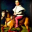 Placeholder: Retrato de una niña muy guapa llamada Eira Santiago Arnau montando un pegaso con el estilo de Diego Velázquez