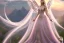 Placeholder: castle in background, beautiful, soft, big smiling, straight and long blonde hair, dewy and shiny atmosphere, diamond crown, long fairy wings in the back, full head, pink veil clothes