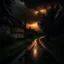 Placeholder: leaving home, photo quality, dark rainy sunset mood