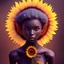 Placeholder: Black skin,pixie, moonlight, sunflower, sitting