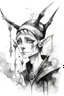 Placeholder: Watercolor black and white elf