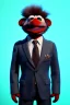 Placeholder: Waist up muppet Portrait, Vladimir Putin as muppet doll, Black suit, photo studio, blue background, unreal engine 5, concept art, art station, god lights, ray tracing, RTX, lumen lighting, ultra detail, volumetric lighting, 3d.