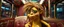Placeholder: close up portrait of hairy fluffy polymer clay cute female happy worried banana monster with realistic human colored and textured skin, and long sleek limbs and with studio lights, on a luxury ornate neon buss, talking to his aunt