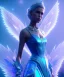 Placeholder: A crystalised queen, atmospheric, realistic, unreal engine, cinematic lighting, octane render. blue, pink, transparency, light, shine,bright, full body, transparent wings, blonde, long hair, nice smile