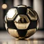 Placeholder: soccer ball :: golden glossy mirror elements :: black matte nylon :: on matte white background