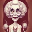 Placeholder: extrem tim burton style of old cruel lady stepmother, sharp focus