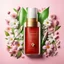 Placeholder: cosmetics beautiful spring background in the background, highly detailed picture, top view