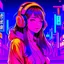 Placeholder: ネオン日本, anime girl, headphones