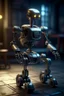 Placeholder: old robot with walking chair, zeiss prime lens, bokeh like f/0.8, tilt-shift lens 8k, high detail, smooth render, down-light, unreal engine, prize winning