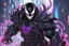 Placeholder: Venom Shredder in 8k solo leveling shadow artstyle, sombra them, close picture, rain, Shredder helmet, neon lights, intricate details, highly detailed, high details, detailed portrait, masterpiece,ultra detailed, ultra quality