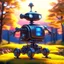 Placeholder: the cute adorable advanced carbon bot, on a carousel through the seasons, hills and trees, motion blur, 8k, downlight, soft light, depth of field, photorealism, trending on art station, lotsa detail