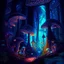 Placeholder: Mysterious forest, magic mushrooms, fairies, psychedelic night, beautiful