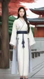 Placeholder: 4K Photorealism : 30 year old Asian woman with a full body with a proportional body, symmetrical face, precise clean brown eyes, long flowing hair, precise chest accentuation, showing typical Japanese clothing