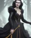 Placeholder: old evil queen in black leather gown, femme fatale, volouptous, busty, cleavage, angry, emperious, 8k resolution concept art portrait by Greg Rutkowski,