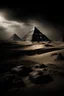 Placeholder: Photo désert, pyramides en fond , dark fantasy, au loin des momies