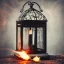 Placeholder: polaroid of swirling embers inside a wrought iron lantern, luminescent glow, moody, tender, photorealistic, curling steam and smoke