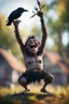 Placeholder: epic twig troll moron catching holding crow upside down laughing,bokeh like f/0.8, tilt-shift lens 8k, high detail, smooth render, down-light, unreal engine, prize winning