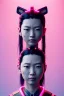 Placeholder: portrait, Asian cyborg woman, samurai warrior :: symmetry photography, cyberpunk style, cyborg eyes, pink hair, wires conveying, perfect eyes, samurai helmet, tiger mask, black samurai army, katana, japanese traditional ornaments, pink, white, black, glow eyes, cinematic, Ultra realistic, dark scene, soft color, highly detailed, unreal engine 5, RTX, ultra detail, 3d, finely drawn, high definition.