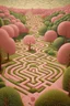 Placeholder: A rosy pink mystical maze painted by Grant Wood