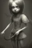 Placeholder: cute girl and litlle monster, Style John Kenn Mortensen,