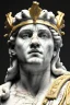 Placeholder: Ultra Realistic image, Roman sculpture, white marble material, Diego Maradona, gold laurel leaves crown, god crown, gold veins, gold ornaments, Renaissance style, sun rays background, waist up portrait, epic, celestial, cinematic lighting, God lights, 4k resolution, smooth details, soft lighting, unreal engine 5, art station, substance 3d.