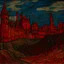 Placeholder: A dark red vampiric fortress painted by Vincent van Gogh