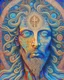 Placeholder: digital painting of a saint, psychedelic style, Alex Grey, intricate details