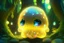 Placeholder: cute chibi slime radiant golden glow in mystical bioluminescent forest , highly detailed , cute facial features , 3D reflections