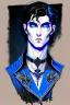 Placeholder: black haired blue eyed young man necromancer with gothic jewelry in the style of nagel