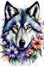 Placeholder: wolf realistic watercolor flowers