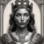 Placeholder: Oliver Barrett art style Portrait of "Greek Mythology Goddess Athena Laurel crown " with white elegant old greek apparel.extremely detailed face, ,perfectly centered image,intricate detail.dark hair, sharp dark eyes, bright blue lighting, sarcastic smile, sharp focus hair.