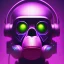 Placeholder: A beautiful portrait of a cyborg monkey purple neon color scheme, high key lighting, volumetric light high details psychedelic background