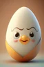 Placeholder: 3d egg character, cute japanese face